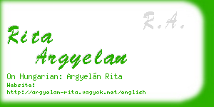 rita argyelan business card